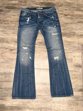 BKE Sabrina Women’s Distressed Blue Bootcut Jeans
